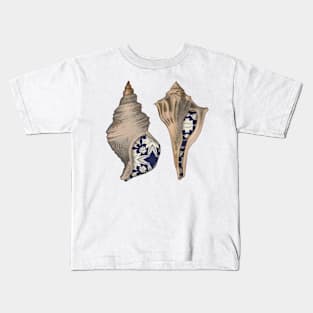 Seashell Pair Blue Mosaic Kids T-Shirt